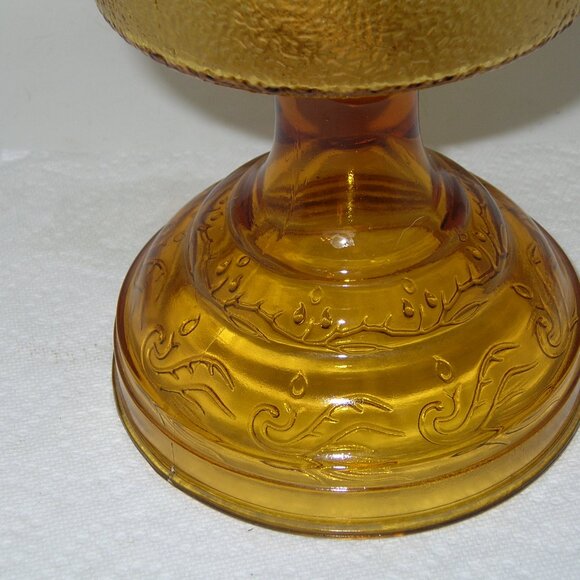 Vintage EAGLE Yellow Amber Kerosene Oil Lamp. Beaded  Beaded - Glass pressed A - Picture 4 of 5